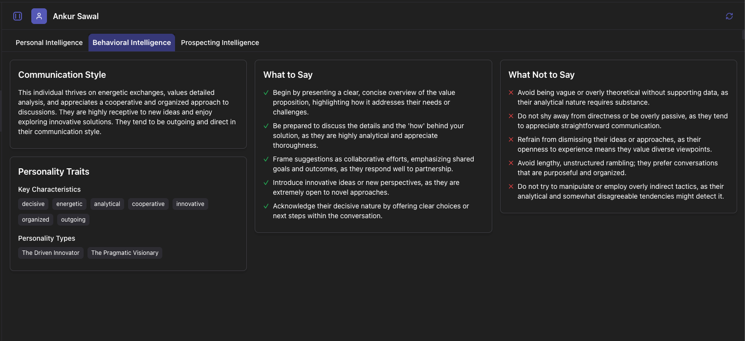 Prospect Intelligence Agent — buyer psychology profiling and communication style